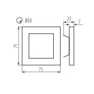 Kanlux 0,8W, 14 lm, 12V, 4000K, 75x75 mm természetes fehér süllyeszthető szögletes rozsdamentes acél lépcsővilágító - 50 000 h élettartam