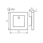 Kanlux 0,8W, 14 lm, 12V, 4000K, 75x75 mm természetes fehér süllyeszthető szögletes rozsdamentes acél mozgásérzékelős lépcsővilágító - 50 000 h élettartam