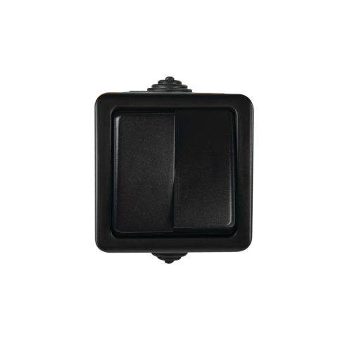 Kanlux 10AX/250V AC, 72x72 mm, fekete, csillárkapcsoló, TEKNO 05-1010-141 cz – két lámpa/csoport független vezérléséhez