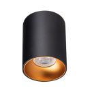 Kanlux mennyezeti spot lámpatest GU10 foglalattal, Ø85 mm, henger alakú, fekete/arany, alumínium, RITI