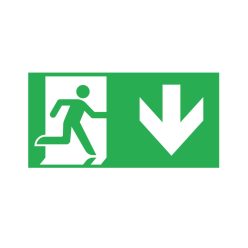   Kanlux 123x246 mm, vészkijárat jelző piktogram, PICTO ONTEC S D3 - lefelé mutató menekülési irány
