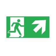   Kanlux 123x246 mm, vészkijárat jelző piktogram, PICTO ONTEC S D1 - átlós irányba, felfelé, jobbra mutató menekülési irány