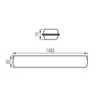 Kanlux 66W, 10000 lm, 4000K, IP65, IK08, szürke, polikarbonát házas, 70x1480 mm, természetes fehér por- és páramentes LED lámpatest, FUTORIO - opál búrával