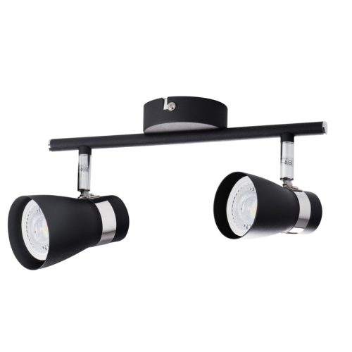 Kanlux 2xGU10, Ø60 mm, fekete, acél házas fali-mennyezeti lámpatest, ENALI - vízszintesen, függőlegesen állítható