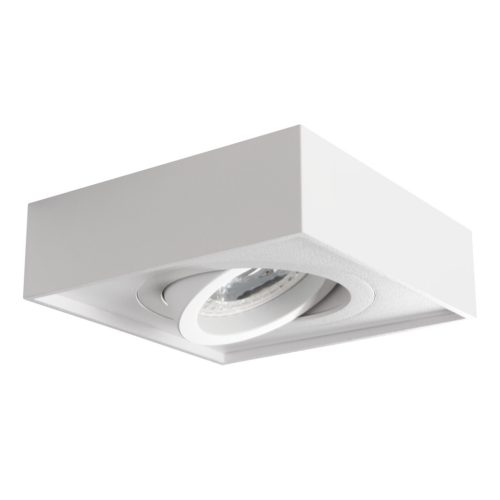 Kanlux 30°-os szögben állítható, 98x98 mm, GU10, IP20, fehér színű, alumínium, acél házas, szögletes spot lámpa keret, MINI GORD