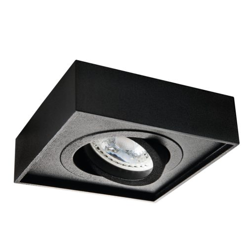 Kanlux 30°-os szögben állítható, 98x98 mm, GU10, IP20, fekete színű, alumínium, acél házas, szögletes spot lámpa keret, MINI GORD