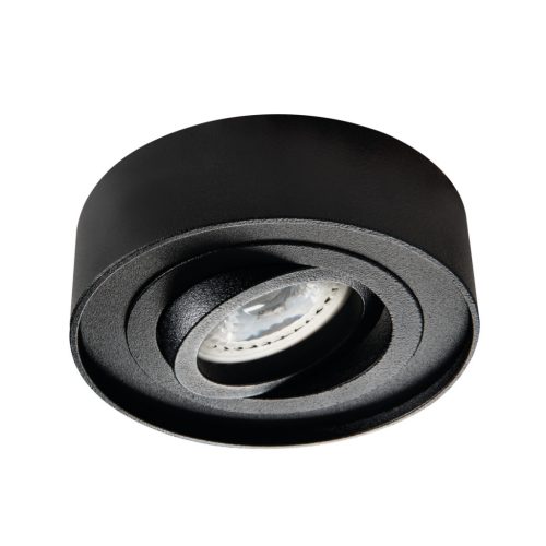 Kanlux 30°-os szögben állítható, Ø98 mm, GU10, IP20, fekete színű, alumínium, acél házas, kerek spot lámpa keret, MINI BORD