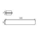 Kanlux 43W, 6100 lm, 4000K, IP65, IK08, szürke, polikarbonát házas, 70x1480 mm, természetes fehér por- és páramentes LED lámpatest, FUTORIO - opál búrával