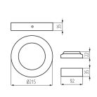 Kanlux felületre szerelhető lámpatest, 18W, 1260 lm, Ø215 mm, 110°, 4000K, IP20, kerek, fehér, CARSA V2LED