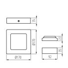 Kanlux felületre szerelhető lámpatest, 12W, 780 lm, 170x170 mm, 110°, 4000K, IP20, szögletes, fehér, KANTI V2LED