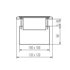 Kanlux, fém, padlóba süllyesztett BIURO+ padlódoboz, 250V AC/16A, IP20, POP-UP fém szögletes, 1+1/2xM45, Logi – kábelrendezéshez