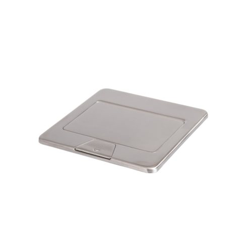 Kanlux, rozsdamentes acél, padlóba süllyesztett BIURO padlódoboz, 250V AC/16A, 90x120x120 mm, 3 modul, POP-UP fém szögl. 1+1/2xM45, Logi – kábelrendezéshez