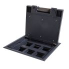 Kanlux, műanyag, padlóba süllyesztett BIURO+ padlódoboz, 250V AC/16A, IP20, 110x225x245 mm, 12 modul, Logi – 6xM45 rögzítéssel kábelrendezéshez