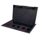 Kanlux, antracit, padlóba süllyesztett BIURO+ padlódoboz, 250V AC/16A, IP20, 95x231x321mm, 16 modul, 8xM45, Logi – padlóbeépített kábelrendezéshez
