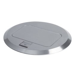   Kanlux, alumínium, padlóba süllyesztett BIURO+ padlódoboz, POP‑UP fém kerek, 250V AC/16A, IP20, 150mm átmérő, 3 modul, Logi – kábelrendezéshez