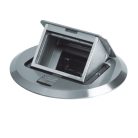 Kanlux, alumínium, padlóba süllyesztett BIURO+ padlódoboz, POP‑UP fém kerek, 250V AC/16A, IP20, 150mm átmérő, 3 modul, Logi – kábelrendezéshez