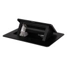 Kanlux, fekete, padlóba süllyesztett Soft POP‑UP fém asztali doboz, 250V AC/16A, IP20, 95x123x170 mm, 4 modul, 2xM45, Logi – kábelrendezéshez