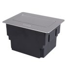 Kanlux, ezüst, padlóba süllyesztett Soft POP‑UP fém asztali doboz, 250V AC/16A, IP20, 95x123x170 mm, 4 modul, 2xM45, Logi – kábelrendezéshez