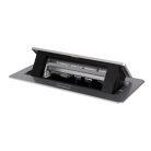 Kanlux, fekete, padlóba süllyesztett Soft POP‑UP fém asztali doboz, 250V AC/16A, IP20, 70x120x240 mm, 6 modul, 3xM45, Logi – kábelrendezéshez