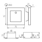 Kanlux 0,8W, 14 lm, 12V, 4000K, 75x75 mm természetes fehér süllyeszthető szögletes rozsdamentes acél mozgásérzékelős lépcsővilágító - 50 000 h élettartam