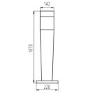 Kanlux kerti lámpatest E27 foglalattal, 1070 mm, IP54, szögletes, grafit, műanyag házas, INVO OP