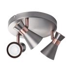 Kanlux 3xGU10, ezüst/réz, acél házas, Ø65 mm fali-mennyezeti lámpatest, MILENO - vízszintesen, függőlegesen állítható