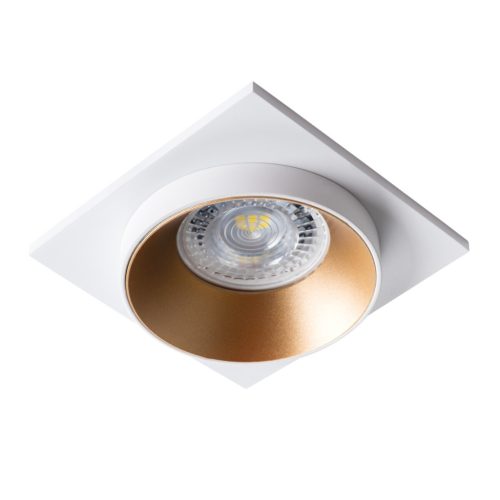 Kanlux 12V, 92x92 mm, GU10, IP20, fehér, arany színű, alumínium házas, négyszög spot lámpa keret, SIMEN DSL