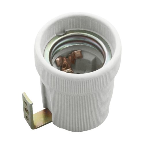 Kanlux kerámia lámpafoglalat, 250V AC, 4A, E27 foglalat - oldalsó rögzítőfüllel (L alakú szerelőkonzollal) ellátott kivitel