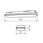 Kanlux 40W, 4200 lm, 4000K, IP65, szürke, polikarbonát házas, 70x1180 mm, természetes fehér por-és páramentes lámpatest, MAH LED N