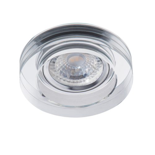 Kanlux Gx5,3, 12V, IP20, Ø90 mm, ezüst, üveg házas, kerek, mennyezeti spot lámpatest, MORTA B