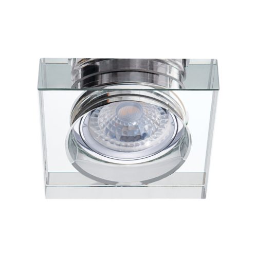 Kanlux Gx5,3, 12V, IP20, 90x90 mm, ezüst, üveg házas, szögletes mennyezeti spot lámpatest, MORTA B