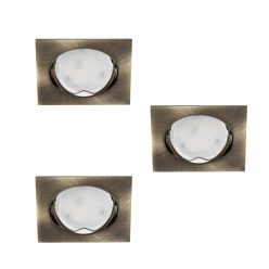   Kanlux 3xGU10, 30°-ban állítható, 82x82 mm, patinált réz színű, acél házas spot lámpakeret készlet, TRIBIS II - három darabból álló készlet