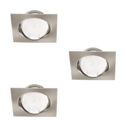   Kanlux 3xGU10, 30°-ban állítható, 82x82 mm, matt króm színű, acél házas spot lámpakeret készlet, TRIBIS II - három darabból álló készlet