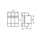 Ideal TS 230/400V AC TH35 3P T1+T2 60kA moduláris túlfeszültség korlátozó - 3 pólusú T1+T2 típusú, DIN sínre szerelhető, 5 év garancia