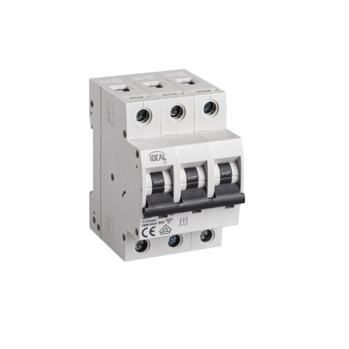 Ideal TS 230/400V AC TH35 3P 10A B moduláris kismegszakító – 3 pólusú B karakterisztikájú, 6 kA megszakítóképességű, DIN sínre szerelhető, 5 év garancia