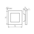 Kanlux 0,8W, 13 lm, 12V, 3000K, 75x75 mm meleg fehér süllyeszthető szögletes rozsdamentes acél lépcsővilágító - 50 000 h élettartam
