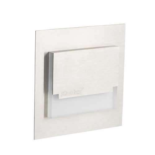 Kanlux 0,8W, 15 lm, 12V, 6500K, 75x75 mm hideg fehér süllyeszthető szögletes rozsdamentes acél lépcsővilágító - 50 000 h élettartam