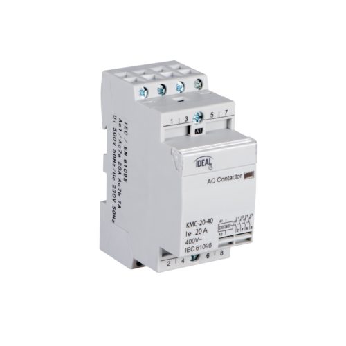 Ideal TS 230V AC, TH35, 25A 3N1NC moduláris kontaktor – 3 nyitó/1 záró, DIN sínre szerelhető, 5 év garancia