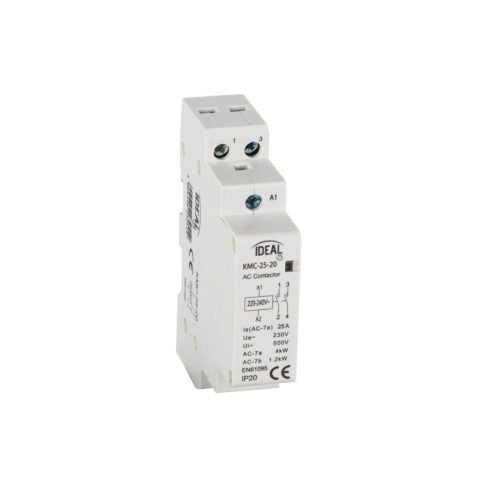 Ideal TS 230V AC, TH35, 25A 2N0/0NC moduláris kontaktor – 2 nyitó/0 záró, DIN sínre szerelhető, 5 év garancia