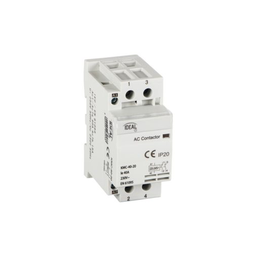 Ideal TS 230V AC, TH35, 40A 4N0/0NC moduláris kontaktor – 4 nyitó/0 záró, DIN sínre szerelhető, 5 év garancia