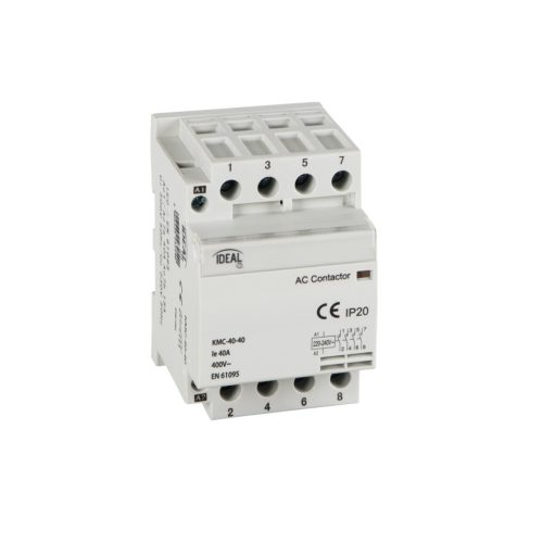 Ideal TS 230V AC, TH35, 63A 4N0/0NC moduláris kontaktor – 4 nyitó/0 záró, DIN sínre szerelhető, 5 év garancia