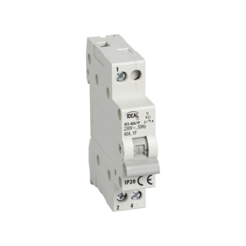 Ideal TS 230/400V AC TH35 1P 40A moduláris kapcsoló – 1 pólusú AC‑22A kategóriájú DIN sínre szerelhető, 5 év garancia
