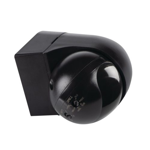 Kanlux PIR mozgásérzékelő ALER MINI‑B/B, beltéri, fekete, műanyag, 67×80×80 mm, H140/V45, IP44 – LED panel vezérléshez