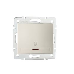   Kanlux DOMO LED-es csengő nyomókapcsoló, 10A/250V AC, IP20, krémszínű, fali süllyesztett – csengő LED jelzés