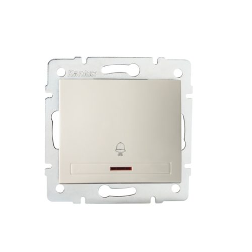 Kanlux DOMO LED-es csengő nyomókapcsoló, 10A/250V AC, IP20, krémszínű, fali süllyesztett – csengő LED jelzés