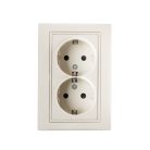 Kanlux DOMO Schuko földelt dupla dugalj, 16A/250V AC, krém, süllyesztett – két eszköz egyidejű földelt csatlakoztatásához