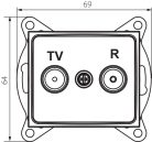 Kanlux DOMO antenna TV/FM aljzat, átmenő, IP20, fehér – átmenő jelosztás