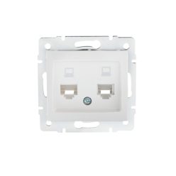   Kanlux DOMO dupla adatcsatlakozó aljzat, RJ45 Cat5e, IP20, fehér, süllyesztett – két független hálózati csatlakozás