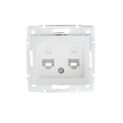 Kanlux DOMO dupla adatcsatlakozó aljzat, RJ45 Cat5e, IP20, fehér, süllyesztett – két független hálózati csatlakozás