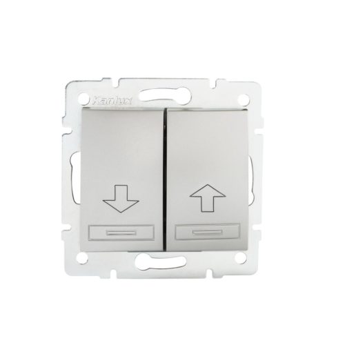 Kanlux DOMO redőny nyomókapcsoló, 10AX/250V AC, IP20, ezüst, süllyesztett – fel/le impulzusvezérléshez